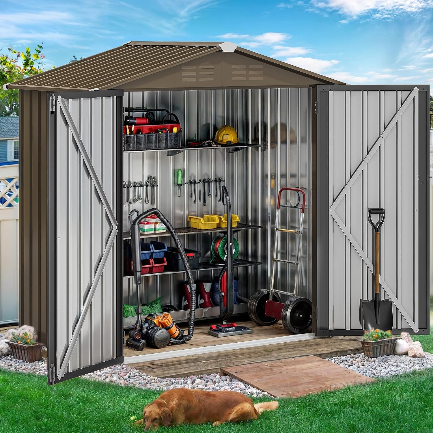 6x4ft Metal Outdoor Storage Sh - Outdoor Furniture With Storage review and price