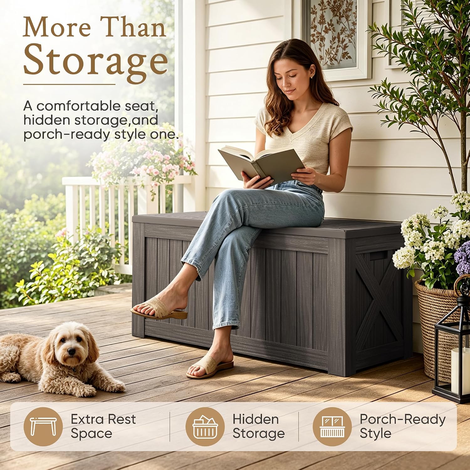 120 Gallon Large Deck Box Outd - Outdoor Furniture With Storage review and price