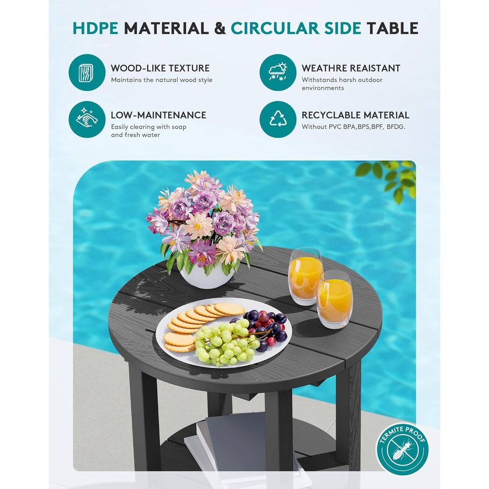 Round Outdoor Side Table Set o - Outdoor Furniture Ofo review and price